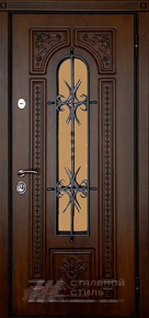 Дверь с ковкой №14 с отделкой МДФ ПВХ - фото